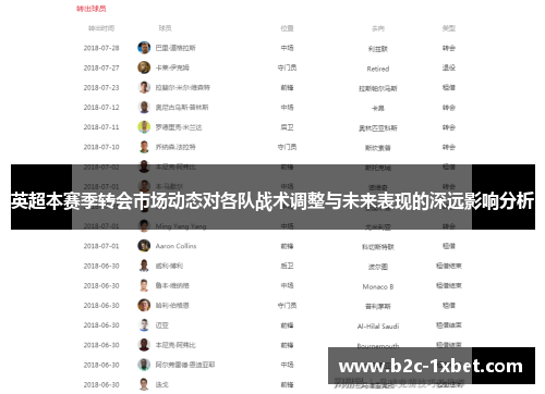 英超本赛季转会市场动态对各队战术调整与未来表现的深远影响分析